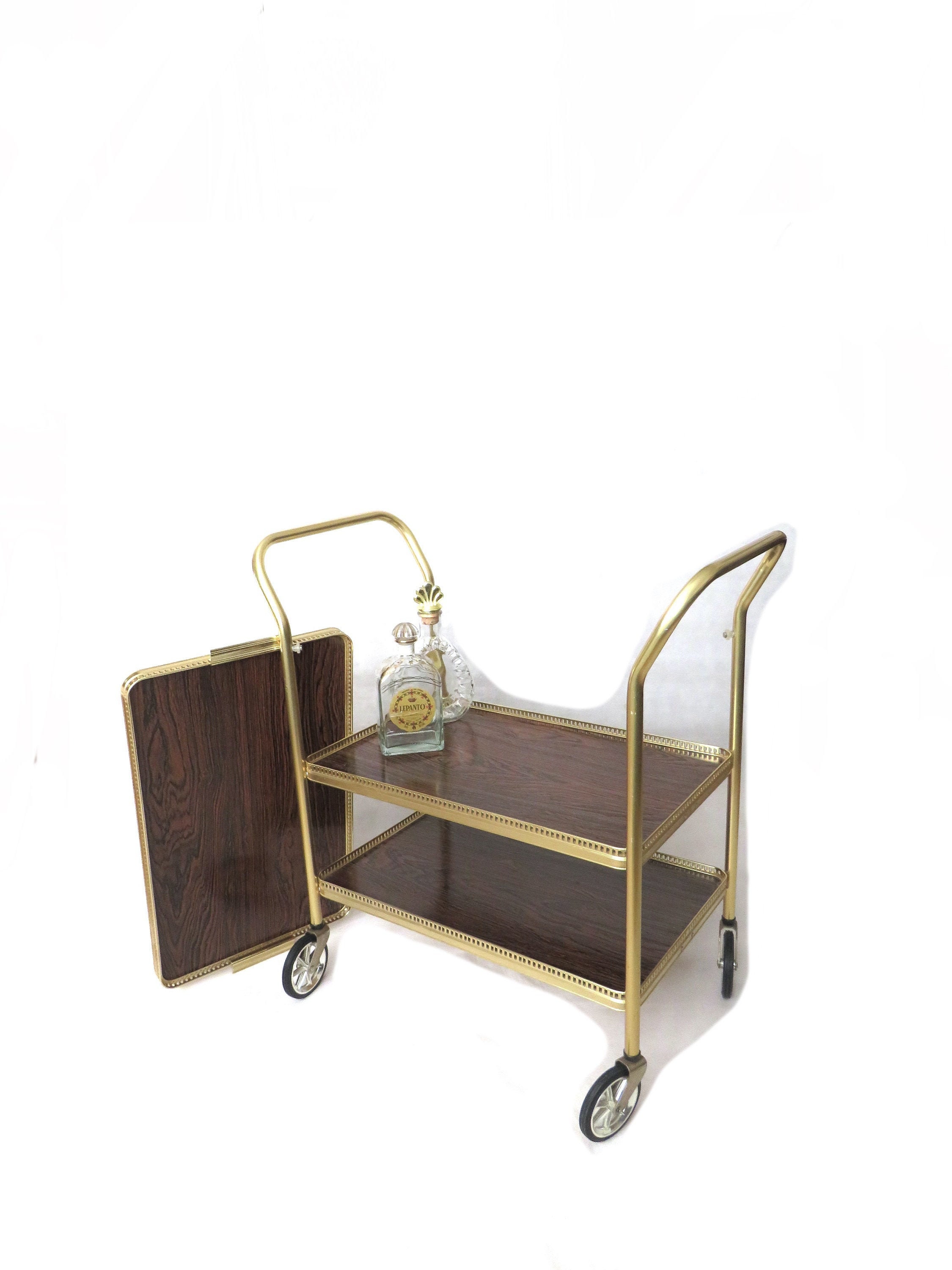 vintage Bar cart / stainless steel bar cart / retro Bar Trolley / 3