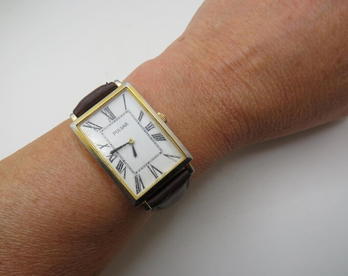 Rectangle watch / Pulsar bt seiko Quartz watch / gents Dress Watch /  fashion Watch / Gift for him (w19)