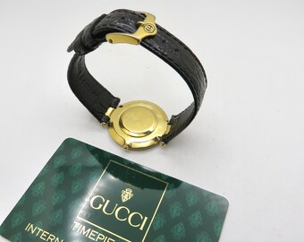 Vintage Gucci Gents Watch, Gold Plated, Black Leather (90s) P20 - Etsy
