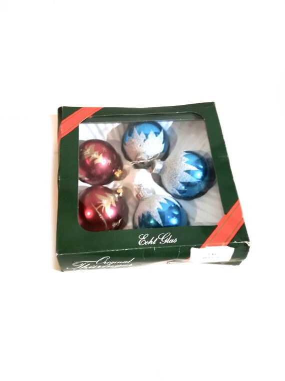 Vintage Christmas glass baubles / Festive Glass /  Christmas Tree Ornaments / made in GDR