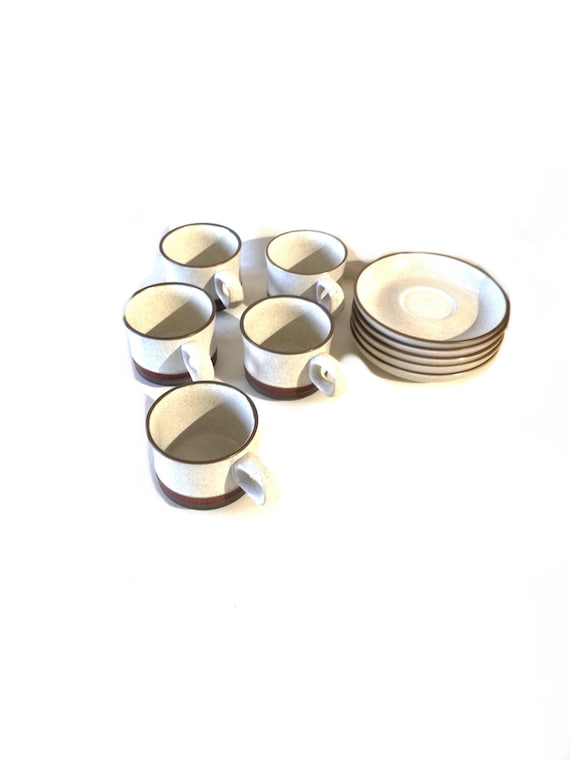 Denby potters wheel set / 10 x vintage tea cup  set /  Rare Espresso / retro coffee / made in England
