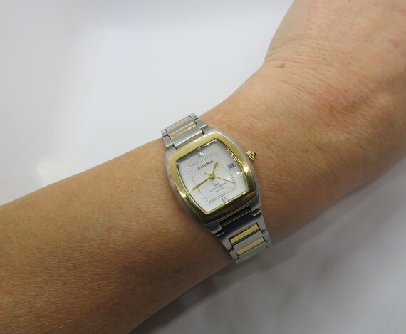 Vintage Square dress watch / two tone Quartz watch /  Gold Dress Watch /  Womans Watch /  Gift for her (D2)