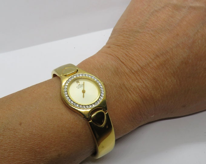 vintage gold diamond watch / citizen Quartz womans watch / vintage wrist watch / Japan watch / vintage Watch / watch  ladies  watch (B1)