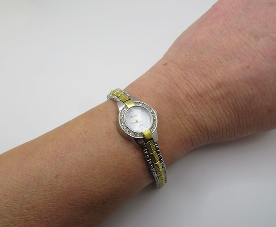 Vintage cocktail watch Two tone watch / Quartz watch / womens watches /  womens Watch /  Gift for her (H1)