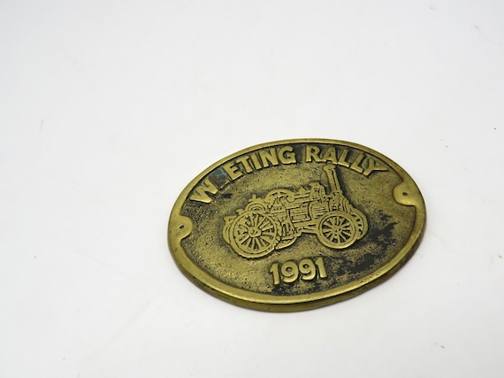 vintage Weeting steam rally / Brass steam rally 1991 /  brass Vintage horse shoe medallions  Horse Brass