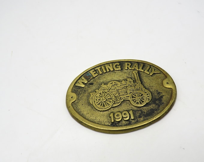 vintage Weeting steam rally / Brass steam rally 1991 /  brass Vintage horse shoe medallions  Horse Brass
