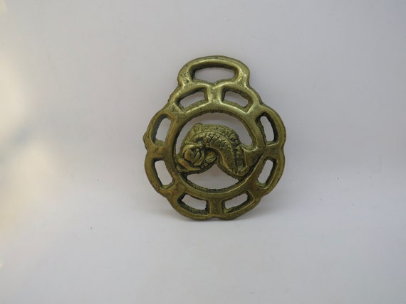 vintage Brass Koi carp  / Vintage pub / horse medallions /  / horse brass vintage solid brass  KITSCH