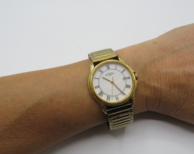 Vintage Rotary Watch / Large Wrist / Elegance Quartz Watch / Expanding