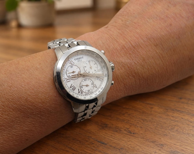 Vintage Tissot Ladies Sports Watch, Swiss Made Chronograph, 7.8" Wrist