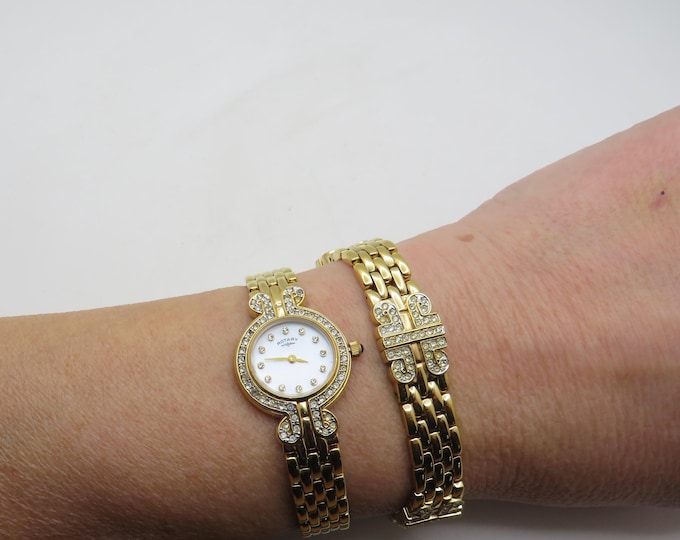 Vintage watch set / Rotary watch / Ladies Dress Watch and bracelet  / wrist size 6.7"/ womans Watch /  Gift for her (c8)