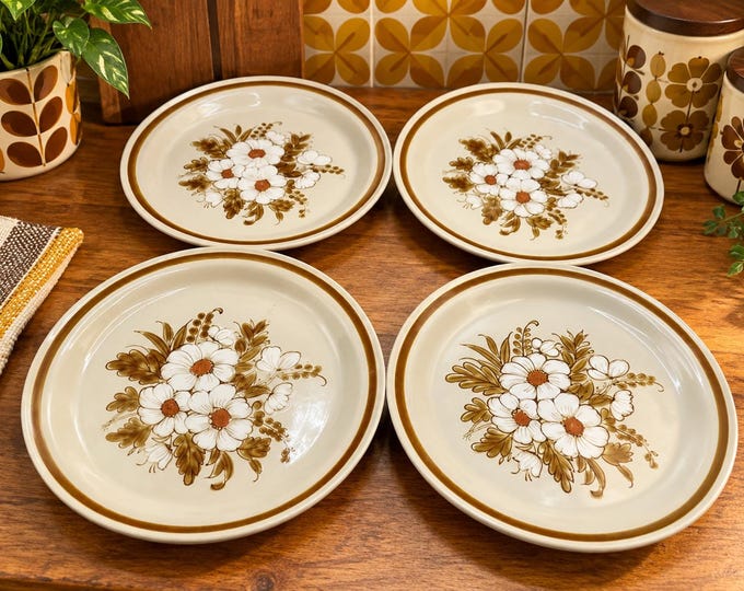 vintage plate / Mountain Wood Collection / Dinner plate x4 / vintage stoneware tea set  / Vintage Japan / discontinued