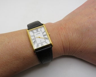 Vintage rectangle watch / gold watch / quartz watch / retro watch / mans watch  / vintage mens watch RB(R)