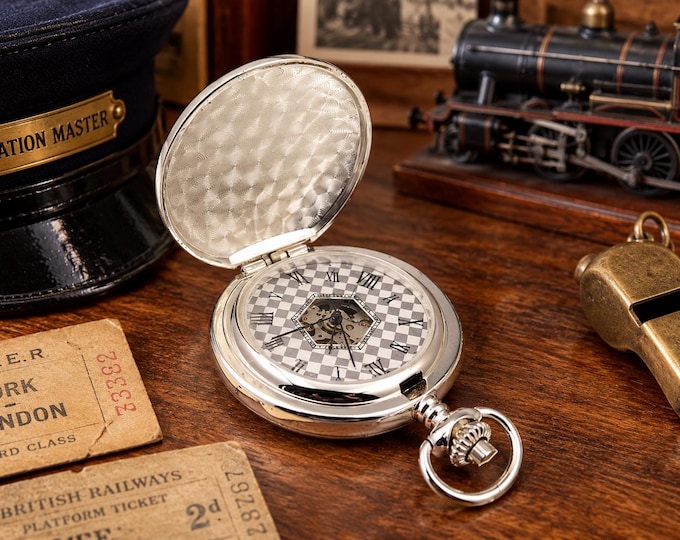 Vintage Train pocket watch / Glory of steam mechanical watch / Pendant Watch Steam train /  Gift for her (RW2)