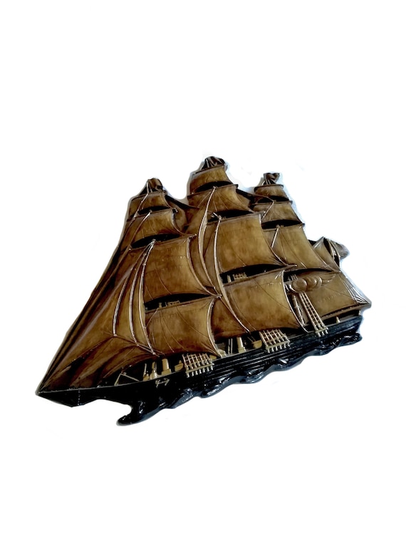 Vintage ship wall art, Galleon, Sailing ship, Boat Design, Artwork, Solid plaster, Seascape, vintage