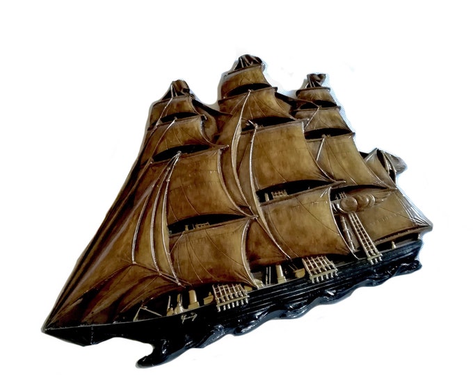 Vintage ship wall art, Galleon, Sailing ship, Boat Design, Artwork, Solid plaster, Seascape, vintage