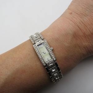 Vintage diamond watch / Rectangle jewel watch / Ladies Dress Watch / 6.8" wrist size  Watch /  Gift for her (q8)