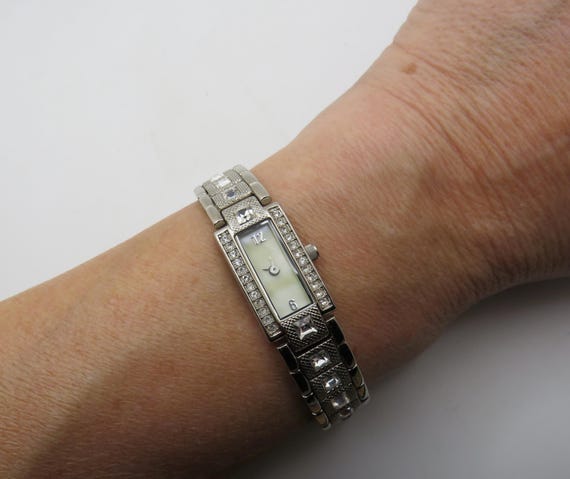 Vintage diamond watch / Rectangle jewel watch / Ladies Dress Watch / 6.8" wrist size  Watch /  Gift for her (q8)