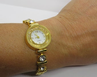 Vintage cocktail watch / diamond watch / gold Dress Watch /  womans Watch /  7.4" wrist / Gift for her (A9)