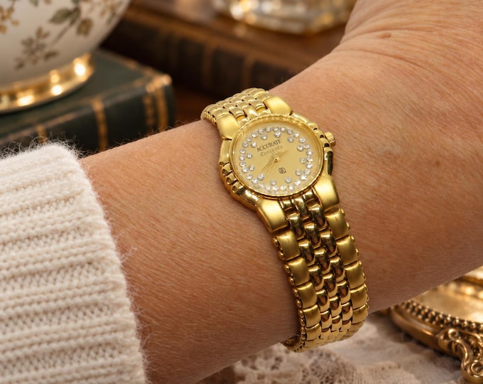 Vintage cocktail watch / diamond Accurate Quartz watch /  diamond watch /  womens Watch /  Gift for her (C16)