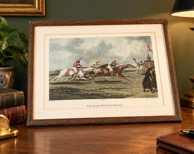 Vintage old print / Horse Racing /  The High Mettled Racer /  By Henry Alken