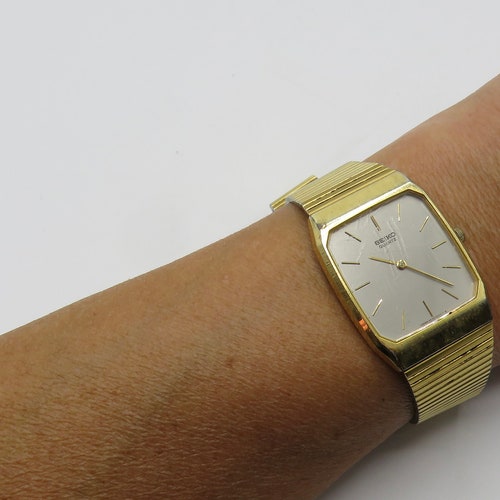 Vintage Rectangle Watch / Seiko Gold Plated Tank Dress Watch / - Etsy