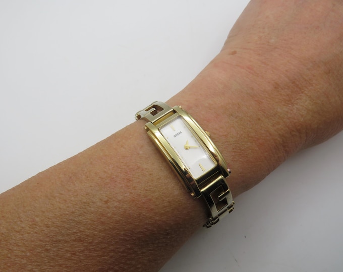 Vintage rectangle watch / gold watch / Guess Quartz watch / wrist size 6.2" Watch /  ladies Watch / Gift for her  (s18)