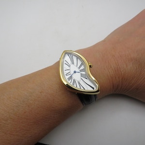 Salvador Dali Melting Watch: Gold & Black Croc Strap, Pintime Geneve (AA21)