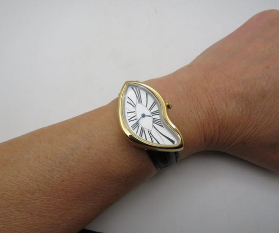 Salvador Dali Melting Watch: Gold & Black Croc Strap, Pintime Geneve (BB19)