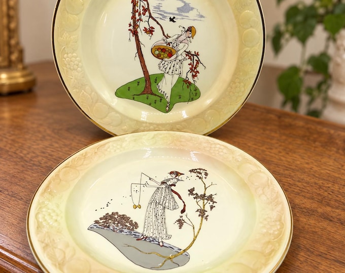 Vintage Royal Worcester Palissy Art Deco Plates (Set of 2)