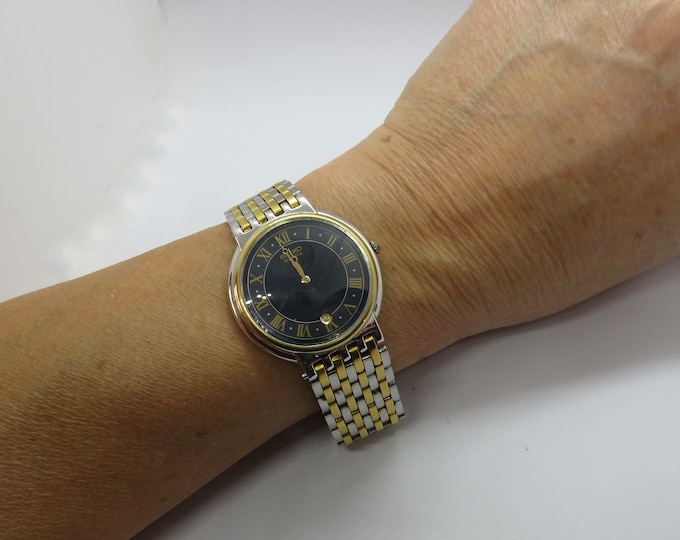 Vintage watch / Seiko bi metal dress watch / gold Quartz watch / gents Gold Plated Dress Watch /  Watch / Gift for him (a8)