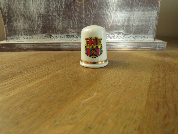 Vintage thimble / F.C.B / beautiful spanish football gift / bone china / G5