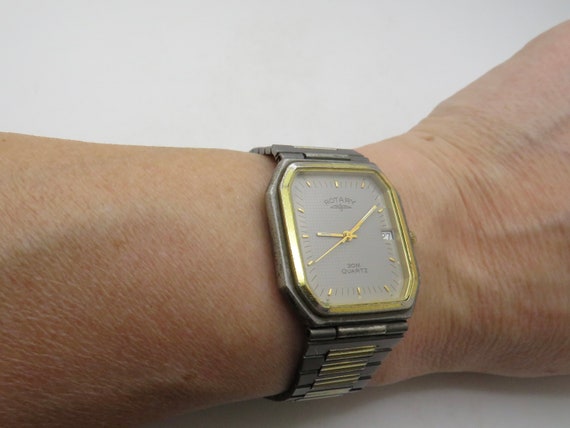 Vintage rectangle watch / Rotary / Swiss watch / square Quartz watch / 90's Dress Watch / Watch /  Gift for him  (m19)