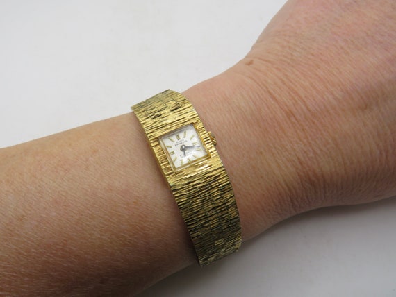 Vintage rectangle watch / wind up Watch /  6.9" wrist max  / gold watch / mechanical watch / retro watch / mans watch  / vintage watch  (e4)