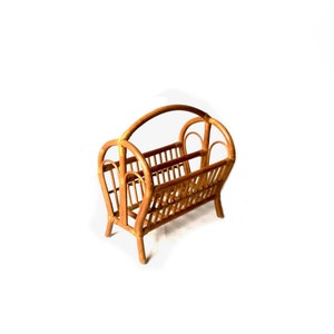 bamboo ratten magazine rack mid century / magazine rack / wire magazine rack / classic retro atomic /  stainless steel magazine rack vintage
