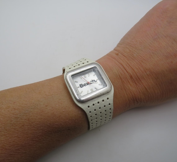 vintage Bench watch / fashion white watch / cuff watch  / designer watch / vintage sport  / watch / x10