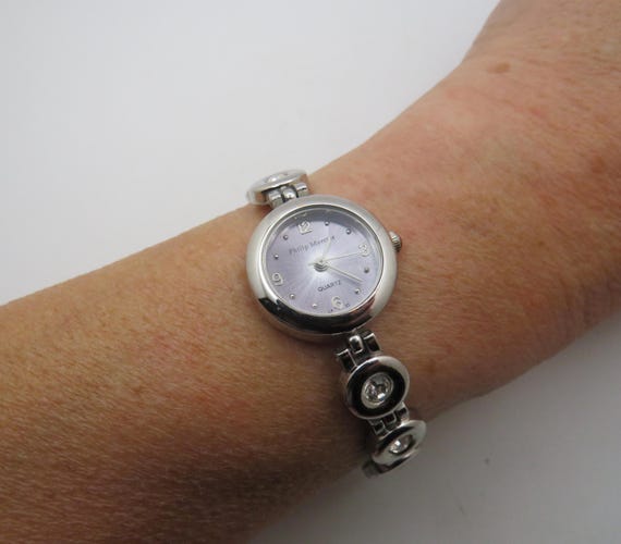 Vintage Philip Mercier Cocktail Watch: Rhinestone Bezel, Stainless Steel (s12)