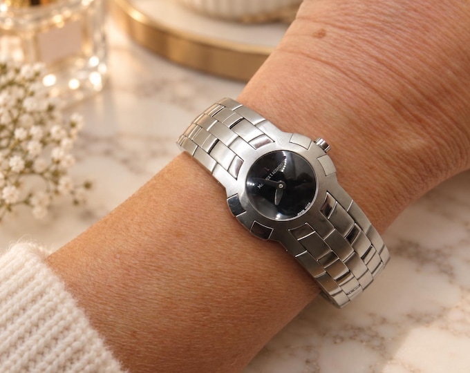 Vintage watch / womens watches 6.7" / Maurice Lacroix watch / vintage Watch / black dial watch / vintage sport / watch / gift for her / v4