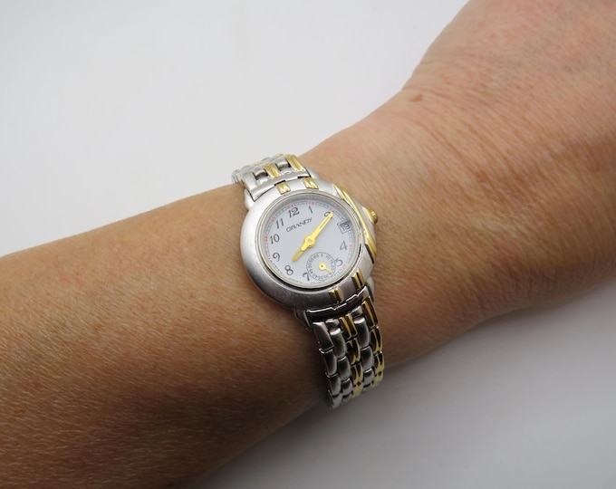 GRANDY Casual Sub dial Watch for Women / Stainless Steel band / two tone gold Watch / womens Watch / Accurist  Gift for her (w3)