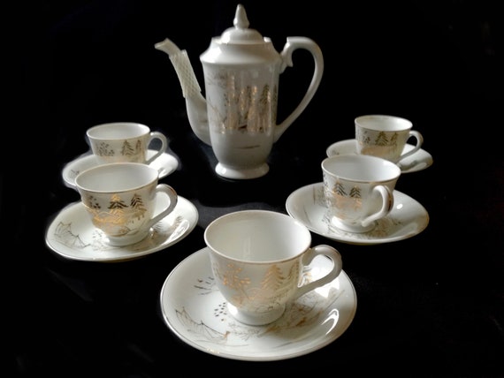 Japanese china / Cup and saucer / lithopane Geisha girl face / teacup vintage set  / retro coffee / retro coffee set /