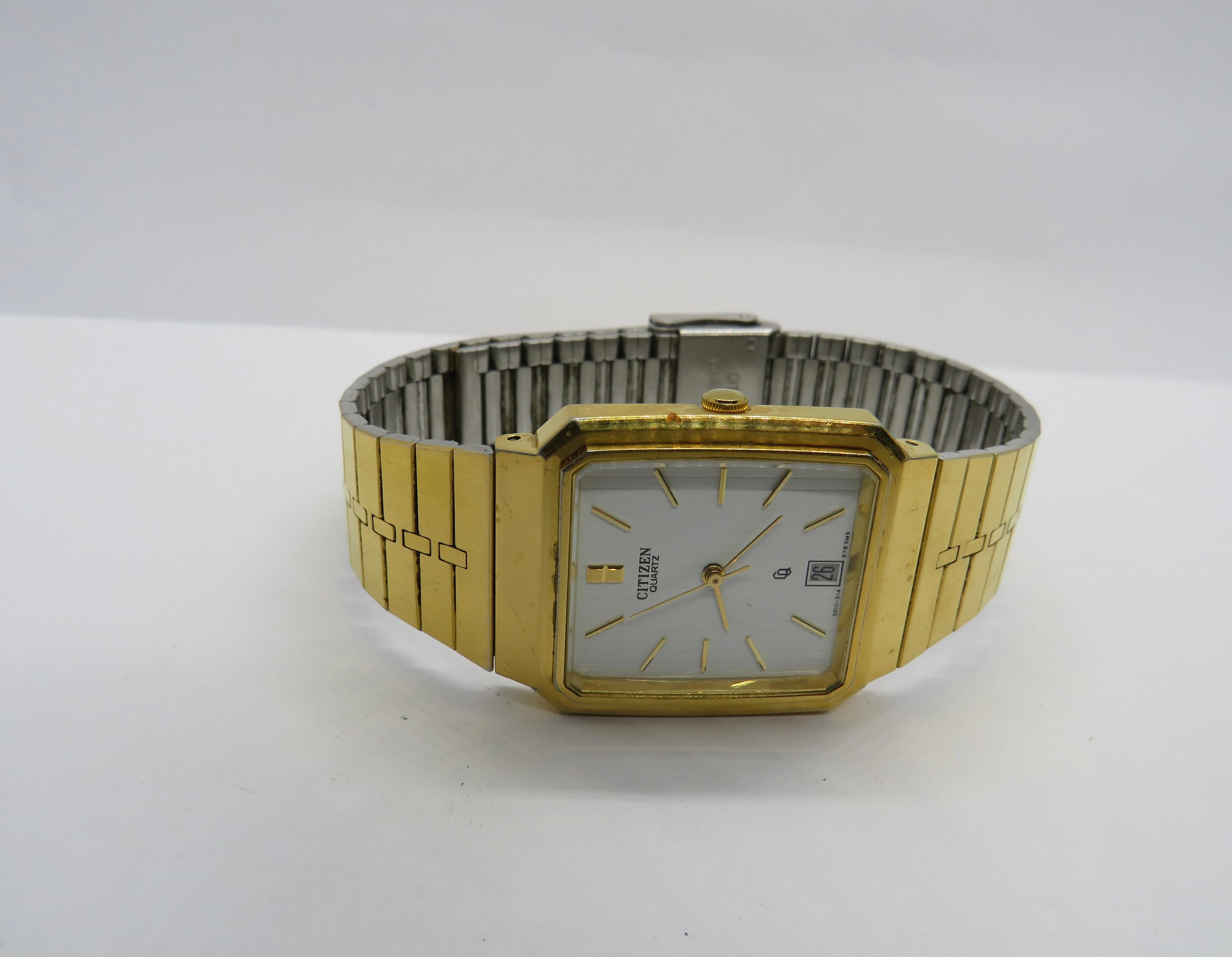 Citizen quartz watch gold square sale