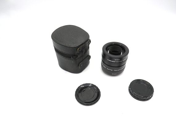 Vintage SLR camera lens / APS m42 mount / Macro / variable auto teleplus 2x-3x tube / case / Japanese SLR / Chinon / /  35mm lens /  c.1970s