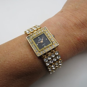 Vintage tank watch / gold watch / blue sister / Ladies square Watch / womens diamond Watch / Gift for her (t24)