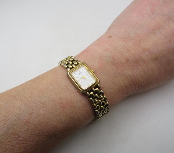 Vintage Gold Plated Seiko Rectangle Watch – Tank Dial, 7.7" Band (t14)