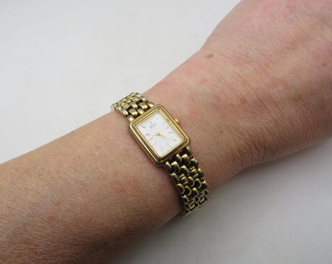 Vintage Gold Plated Seiko Rectangle Watch – Tank Dial, 7.7" Band (t14)