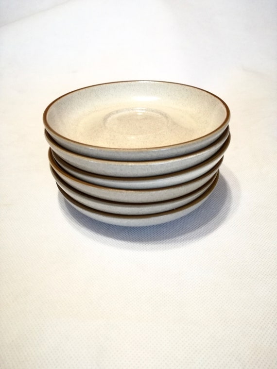 Denby potters wheel  saucer set / 6x side plate / small plate set /  Rare Espresso / retro coffee / made in England