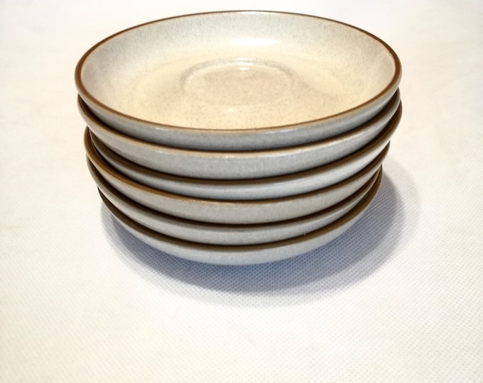 Denby potters wheel  saucer set / 6x side plate / small plate set /  Rare Espresso / retro coffee / made in England