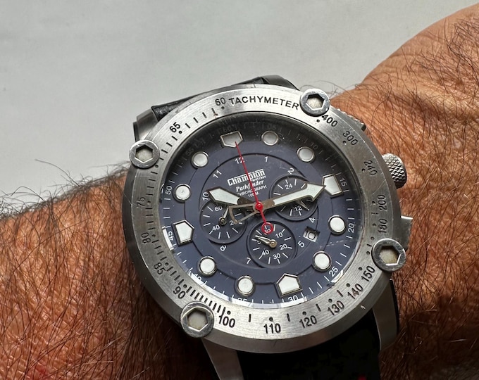 Vintage sports chronograph watch / pathfinder / oversized dial Gents Watch / gift for him / vintage sports Watch / vintage / mens watch