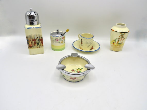  DOLTON ☆CORONET☆vintage食器セット Art Deco CORONET WARE Parrott & Company Burslem 1930s / 6x