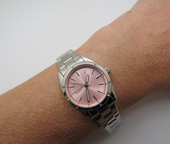 Vintage Naf Naf Paris Watch: Pink Dial, Small Wrist (5.5")