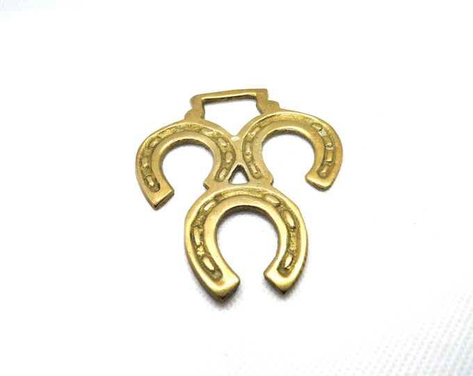 vintage Brass lucky horse shoes / Vintage horse shoes medallions / vintage pub   / horse brass vintage solid brass  KITSCH